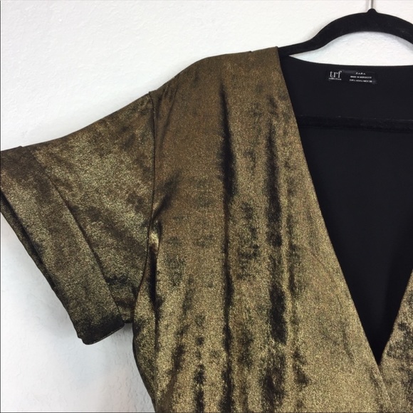 Zara Shimmery Gold Bronze Wrap Mini Cocktail Dress - Picture 10 of 11